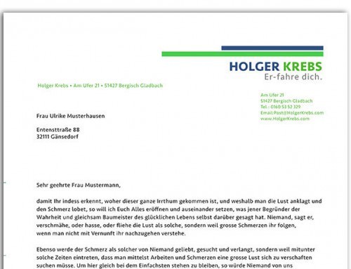 Design einer Wortmarke und Erstellung von Geschäftsausstattung für Holger Krebs
